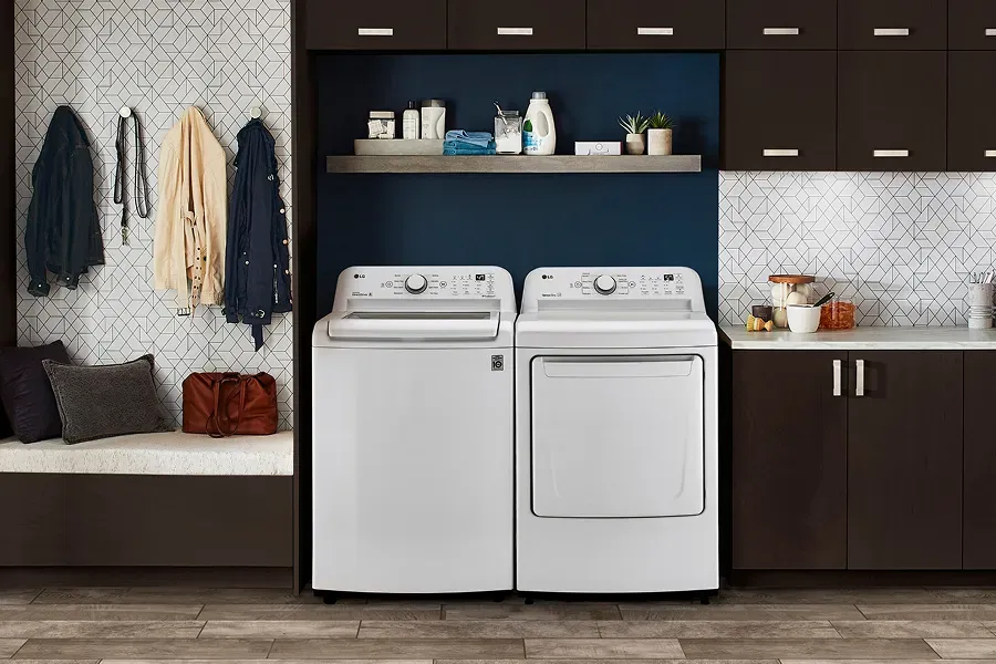 WT7005CW LG Top Load Washer: 4-Way Agitator and TurboDrum for tackling tough stains from laundry.